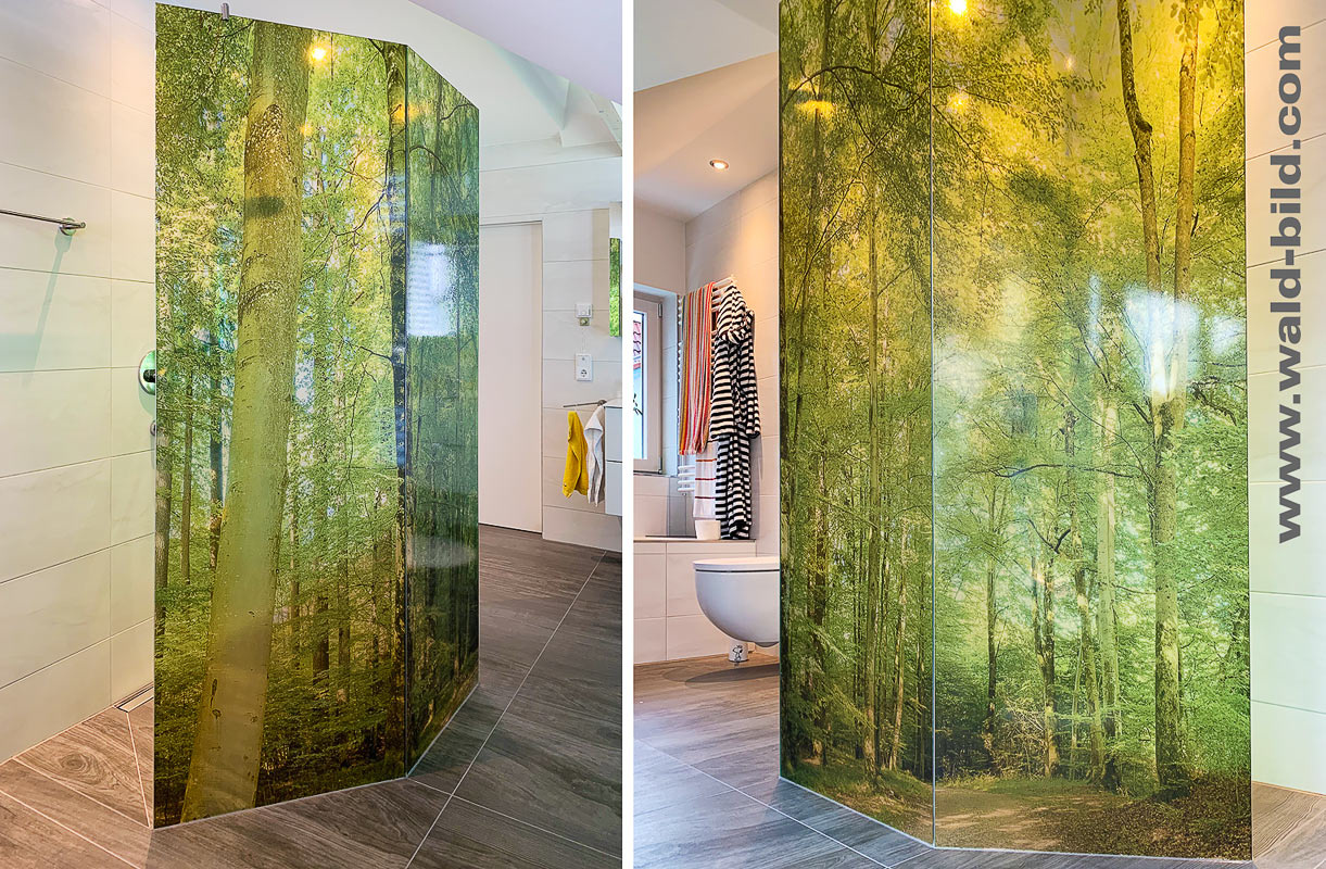 Waldbilder zur Gestaltung von Badezimmer Duschkabine